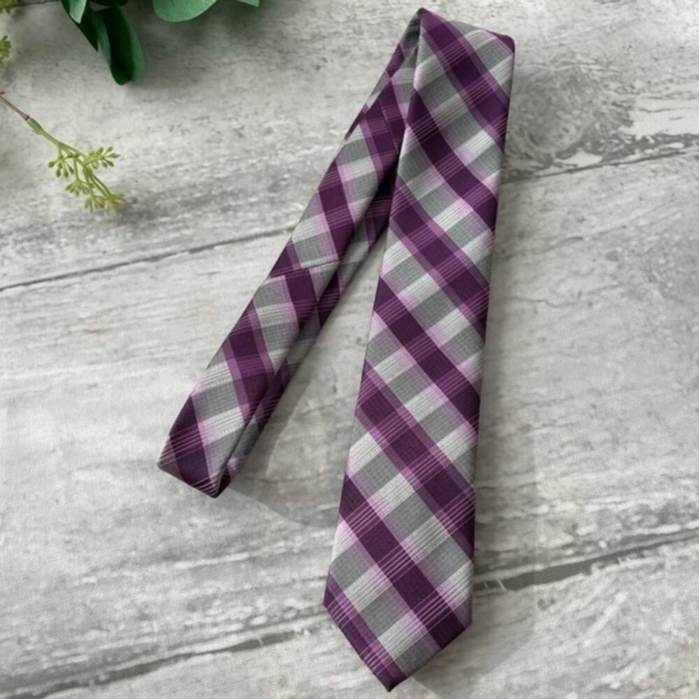 Van Heusen Tie Purple Grey Plaid New NWOT Necktie